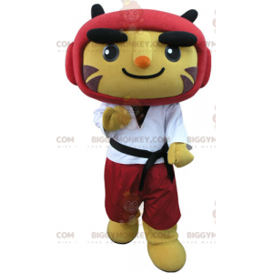 BIGGYMONKEY™ Tiger maskot kostume i taekwondo outfit -
