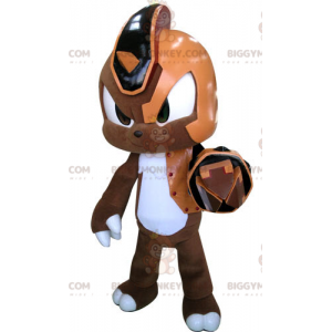 Costume mascotte BIGGYMONKEY™ coniglio cyborg marrone arancione
