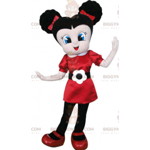 Traje de mascote BIGGYMONKEY™ Garota marrom com vestido