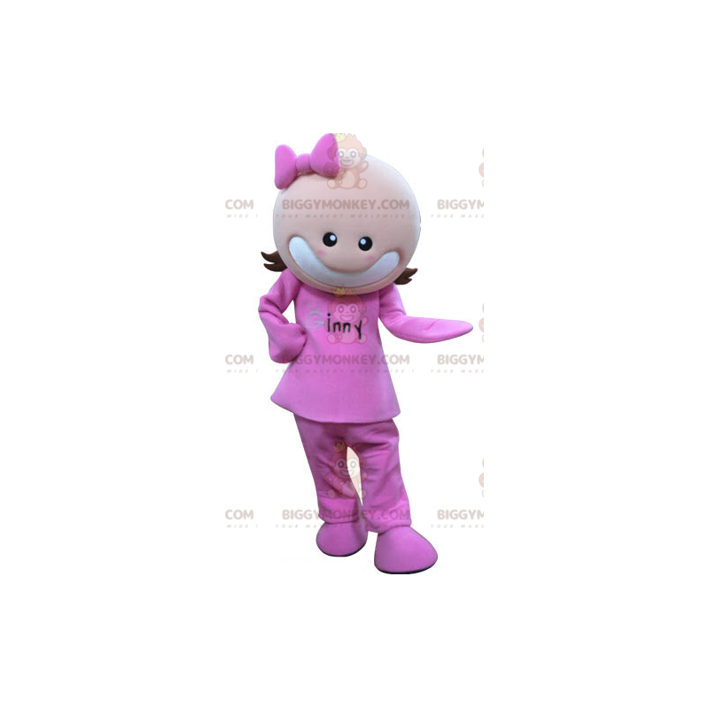 BIGGYMONKEY™ costume mascotte ragazza vestita di rosa. Costume BIGGYMONKEY™ costume mascotte ragazza vestita di rosa. Costume