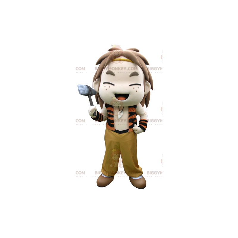 Very Cheerful Prehistoric Little Boy BIGGYMONKEY™ Mascot Very Cheerful Prehistoric Little Boy BIGGYMONKEY™ Mascot