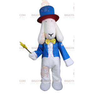 Costume de mascotte BIGGYMONKEY™ de chien blanc habillé en