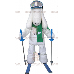 Skiløber White Dog BIGGYMONKEY™ maskotkostume - Biggymonkey.com