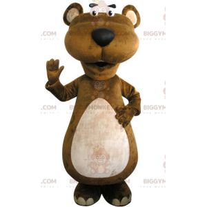 Brown and White Beaver BIGGYMONKEY™ Mascot Costume. Groundhog