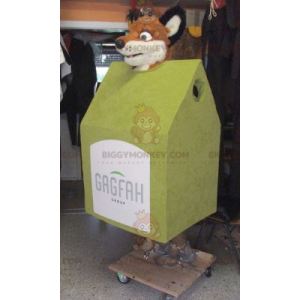Holzhütte BIGGYMONKEY™ Maskottchenkostüm mit Fuchskopf -