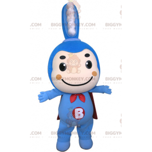 Blue toothbrush BIGGYMONKEY™ mascot costume with cape -