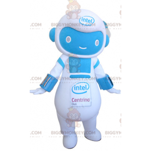Blue and White Robot Man BIGGYMONKEY™ Mascot Costume -