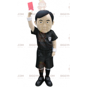 Asian Referee Man BIGGYMONKEY™ Mascot Costume Dressed in Black