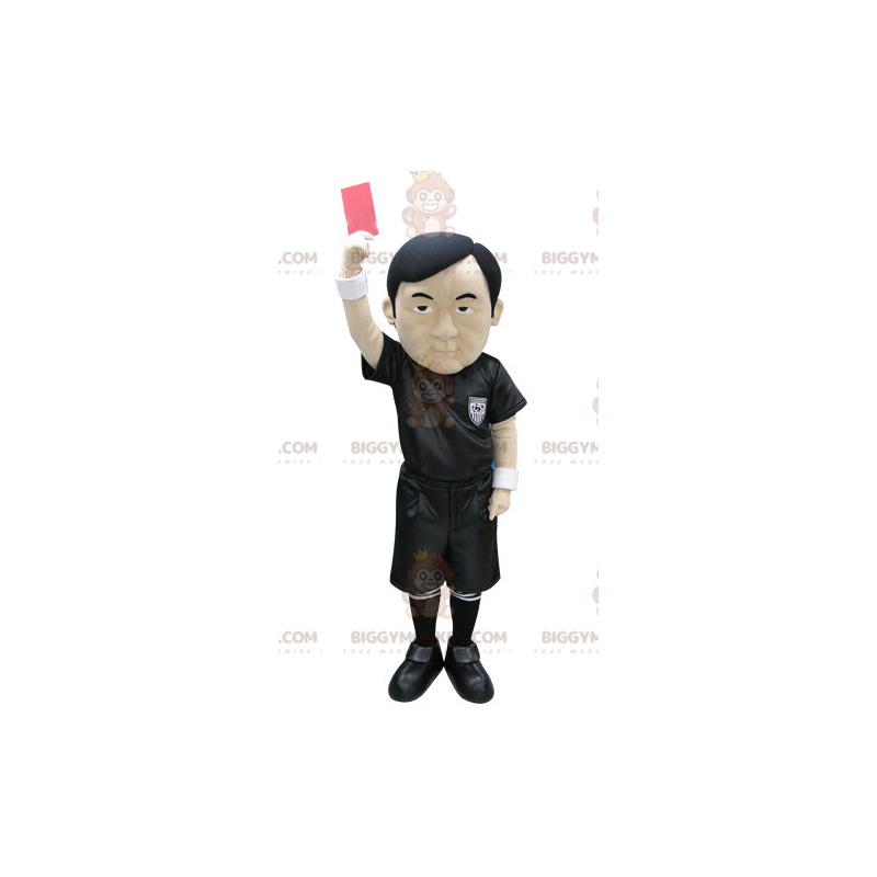 Asian Referee Man BIGGYMONKEY™ Mascot Costume Dressed in Black
