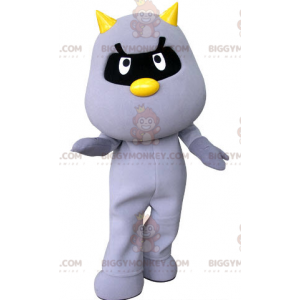 BIGGYMONKEY™ Mascot Costume Purple Cat with Yellow Horns -