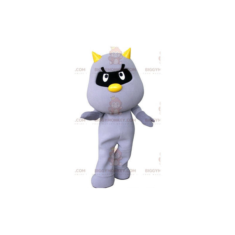 BIGGYMONKEY™ Mascottekostuum paarse kat met gele hoorns - BIGGYMONKEY™ Mascottekostuum paarse kat met gele hoorns -
