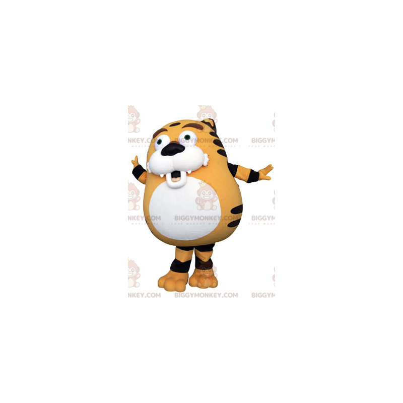 Plump and Cute Orange White and Black Tiger BIGGYMONKEY™ Mascot Plump and Cute Orange White and Black Tiger BIGGYMONKEY™ Mascot