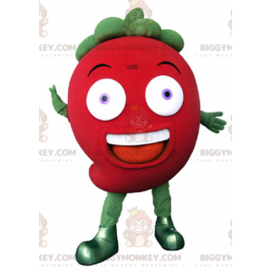 Costume mascotte BIGGYMONKEY™ fragola gigante rossa e verde -