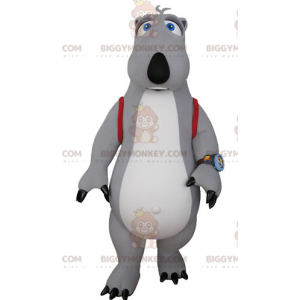 BIGGYMONKEY™ Costume da mascotte orso grigio e bianco con