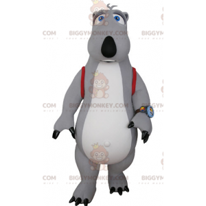 Traje de mascote de urso branco e cinza BIGGYMONKEY™ com