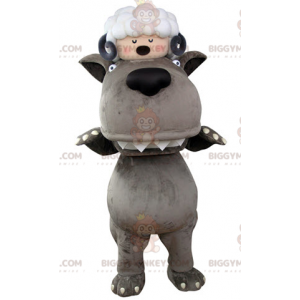 BIGGYMONKEY™ Maskotdräkt Grå varg med får på huvudet -