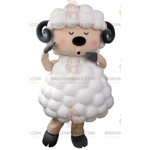 Μαύρο και ροζ Λευκό Κατσίκι Πρόβατο BIGGYMONKEY™ Μασκότ στολή -