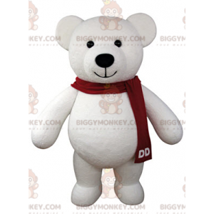 Traje de mascote de urso polar BIGGYMONKEY™ com lenço vermelho