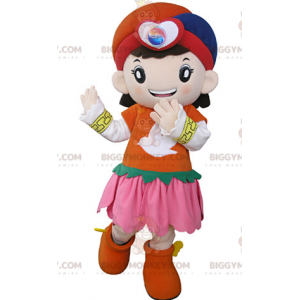 Dívčí kostým maskota BIGGYMONKEY™ v barevném orientálním