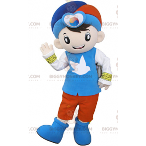 Liten pojke BIGGYMONKEY™ maskotdräkt klädd i färgglad orientalisk outfit - Pojkar och flickor maskot - BiggyMonkey.com