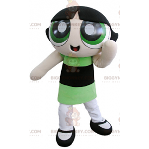 BIGGYMONKEY™ Powerpuff Girls Brown Girl Superhero Mascot