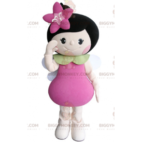 Brown Girl BIGGYMONKEY™ Mascot Costume with Wings and Flower -