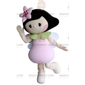 Brown Girl BIGGYMONKEY™ Mascot Costume with Wings and Flower –