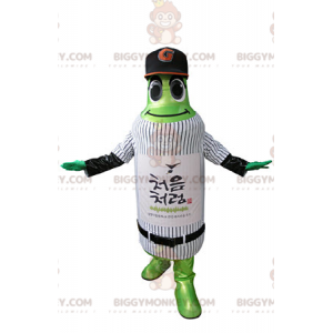 Costume de mascotte BIGGYMONKEY™ de bouteille verte en tenue de