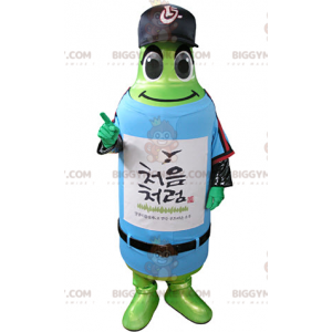 Costume de mascotte BIGGYMONKEY™ de bouteille verte en tenue de