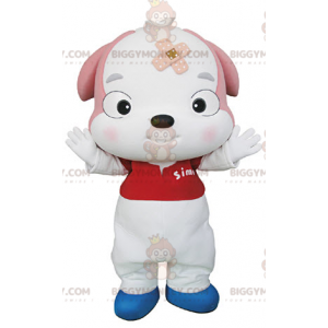 Vit och rosa hundvalp BIGGYMONKEY™ maskotdräkt - BiggyMonkey