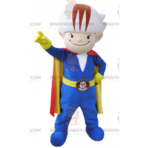 Kleurrijk sneeuwman BIGGYMONKEY™ mascottekostuum met jumpsuit en cape - Heren mascottes - BIGGYMONKEY_05030 - BiggyMonkey.com