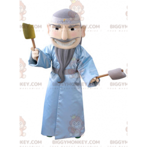 Bärtiger Mann BIGGYMONKEY™ Maskottchenkostüm mit blauem
