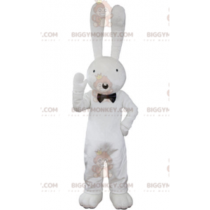 Big White Rabbit Looking Amazed Mascot -asu BIGGYMONKEY™ -