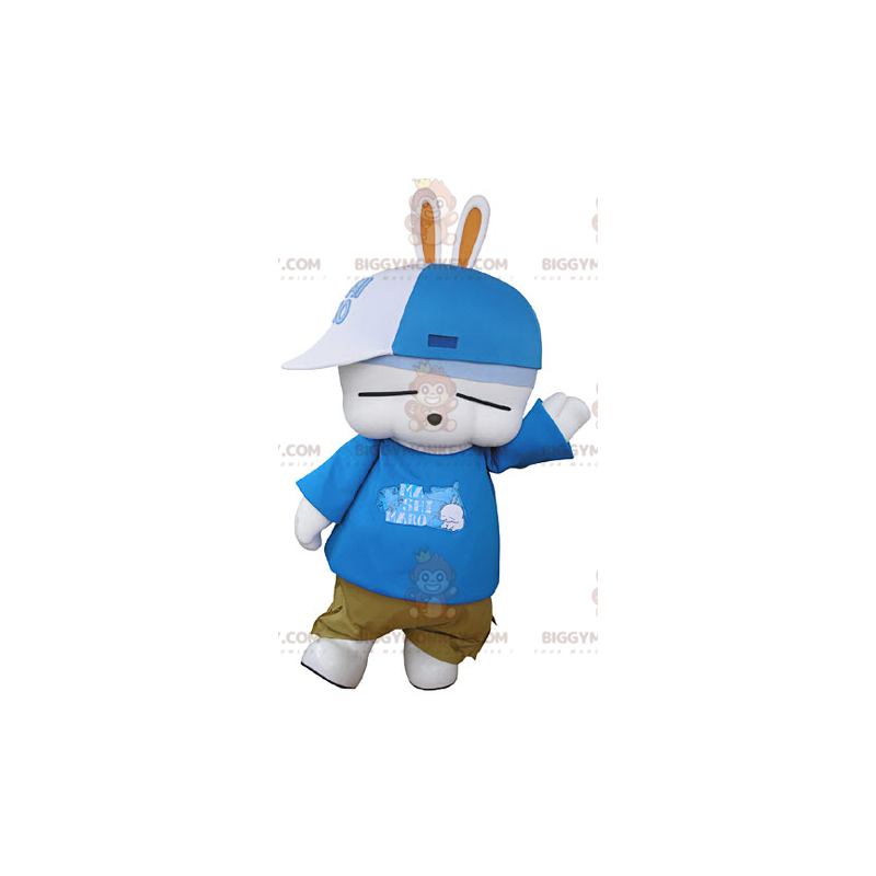 Costume da mascotte BIGGYMONKEY™ da coniglio bianco molto Costume da mascotte BIGGYMONKEY™ da coniglio bianco molto