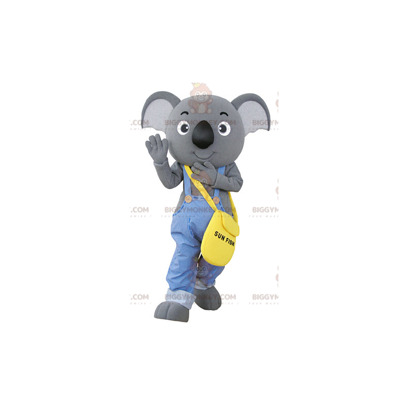 BIGGYMONKEY™ Disfraz de mascota de koala gris vestido con mono BIGGYMONKEY™ Disfraz de mascota de koala gris vestido con mono