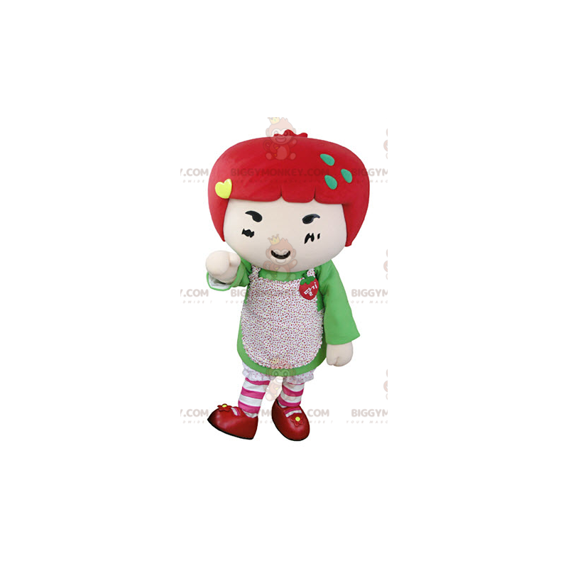 BIGGYMONKEY™-mascottekostuum voor rood haar. Aardbei BIGGYMONKEY™-mascottekostuum voor rood haar. Aardbei