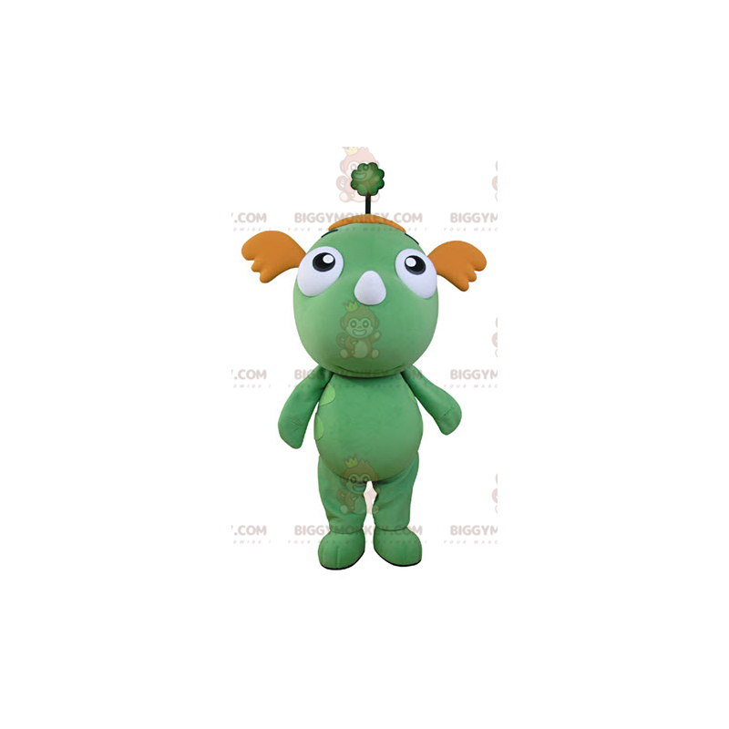 Costume de mascotte BIGGYMONKEY™ de dragon vert et orange.