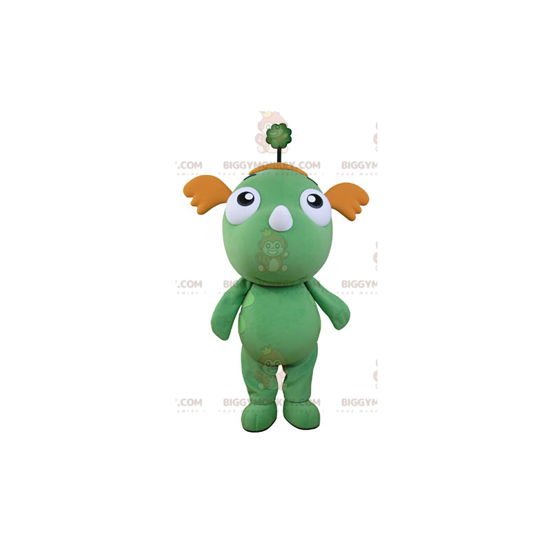 Vihreä ja oranssi lohikäärme BIGGYMONKEY™ maskottiasu. Vihreä Vihreä ja oranssi lohikäärme BIGGYMONKEY™ maskottiasu. Vihreä