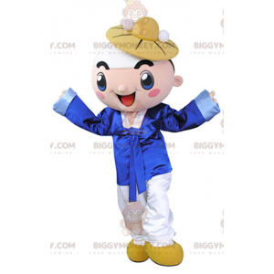 Smiling boy BIGGYMONKEY™ mascot costume dressed in traditional