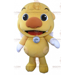 BIGGYMONKEY™ Mascot Costume Little Yellow Monster with White