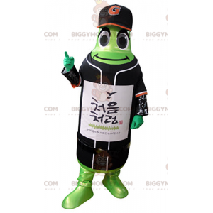 Costume de mascotte BIGGYMONKEY™ de bouteille verte en tenue de