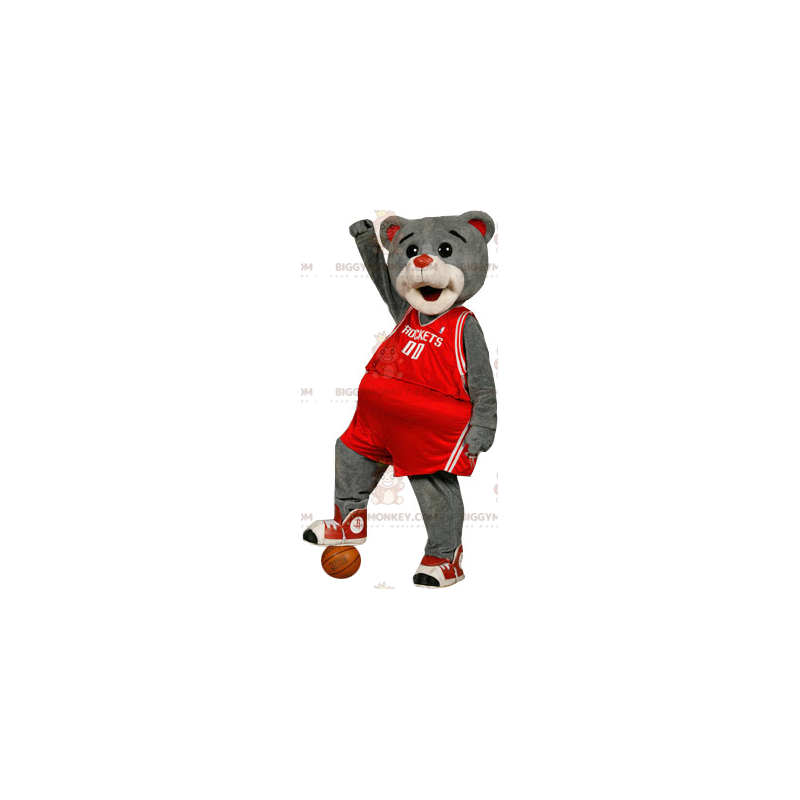 Costume de mascotte BIGGYMONKEY™ d'ours gris en tenue de sport Costume de mascotte BIGGYMONKEY™ d'ours gris en tenue de sport
