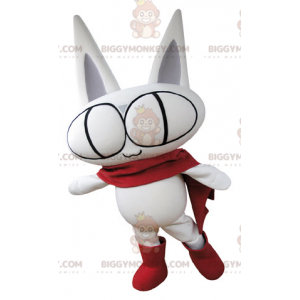 BIGGYMONKEY™ Mascot Costume All White Cat With Big Eyes –