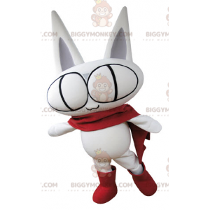 Costume de mascotte BIGGYMONKEY™ de chat tout blanc avec de