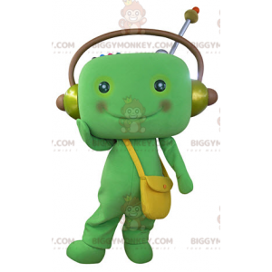 Green Man BIGGYMONKEY™ maskotkostume med hovedtelefoner -