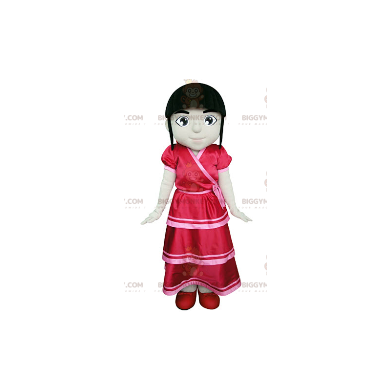 Traje de mascote BIGGYMONKEY™ de menina marrom vestida de Traje de mascote BIGGYMONKEY™ de menina marrom vestida de
