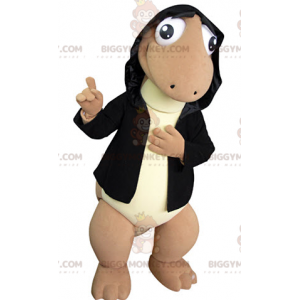Brown and Yellow Dinosaur BIGGYMONKEY™ Mascot Costume with Hood