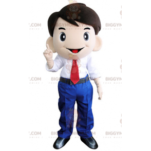 BIGGYMONKEY™ Mascot Costume of Smiling Man in Tie Suit -