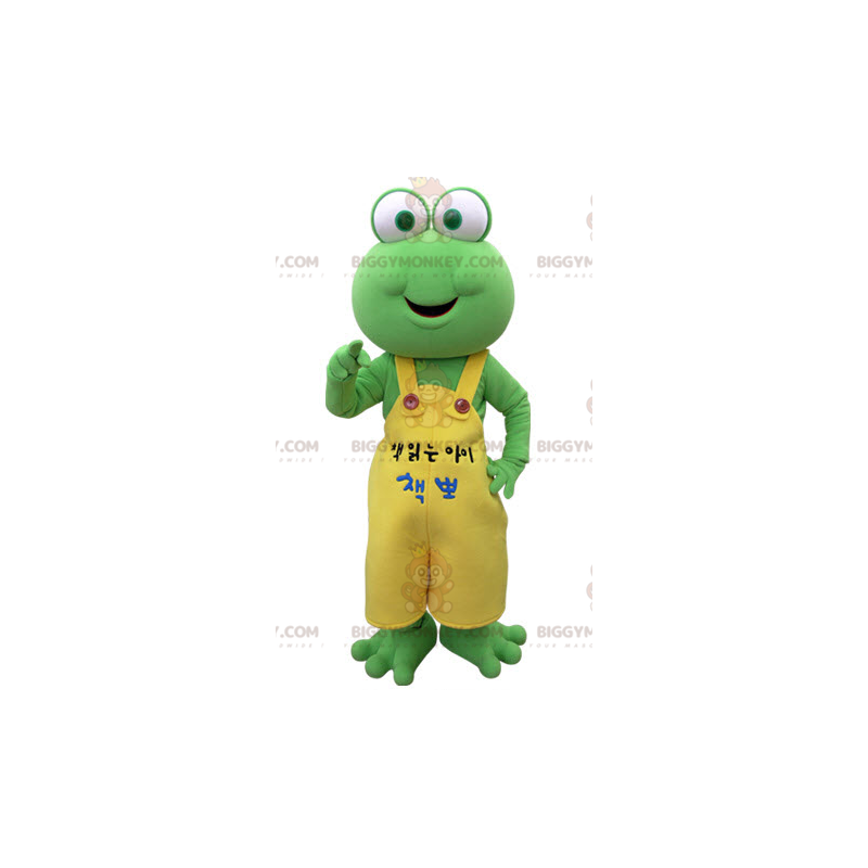 BIGGYMONKEY™ Green Frog Mascot Costume With Yellow Overalls – BIGGYMONKEY™ Green Frog Mascot Costume With Yellow Overalls –