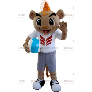 Tiger BIGGYMONKEY™ Maskottchenkostüm in Sportkleidung mit